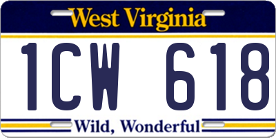 WV license plate 1CW618