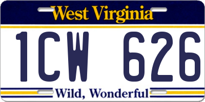 WV license plate 1CW626