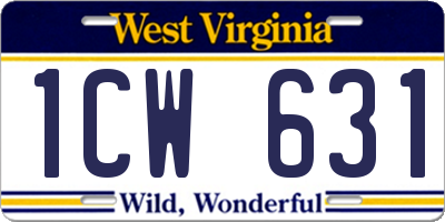 WV license plate 1CW631