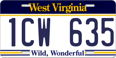 WV license plate 1CW635