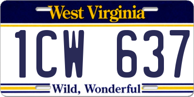 WV license plate 1CW637