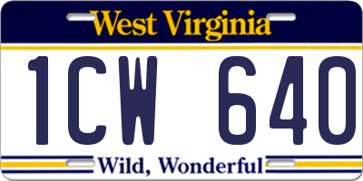 WV license plate 1CW640