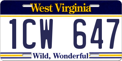 WV license plate 1CW647