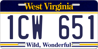WV license plate 1CW651