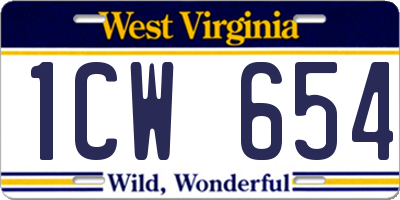 WV license plate 1CW654