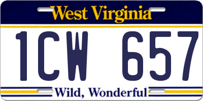 WV license plate 1CW657