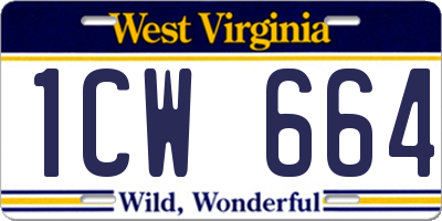 WV license plate 1CW664