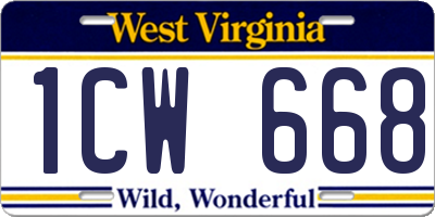 WV license plate 1CW668