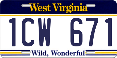 WV license plate 1CW671