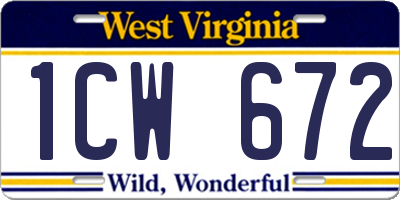 WV license plate 1CW672
