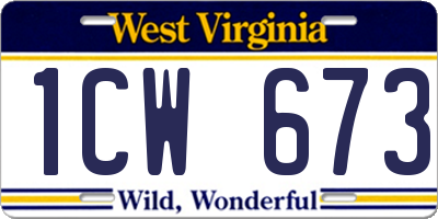 WV license plate 1CW673