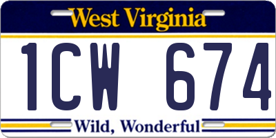 WV license plate 1CW674