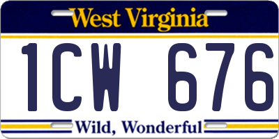 WV license plate 1CW676