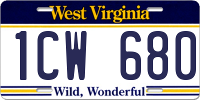 WV license plate 1CW680