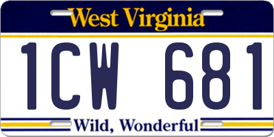 WV license plate 1CW681