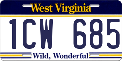 WV license plate 1CW685