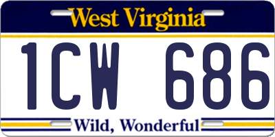 WV license plate 1CW686