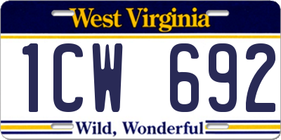 WV license plate 1CW692