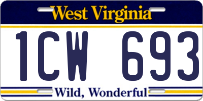 WV license plate 1CW693