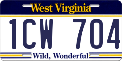 WV license plate 1CW704