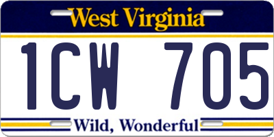 WV license plate 1CW705