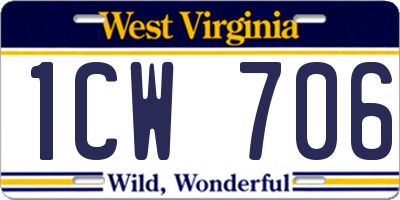 WV license plate 1CW706