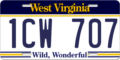WV license plate 1CW707