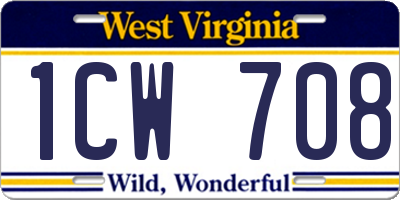 WV license plate 1CW708