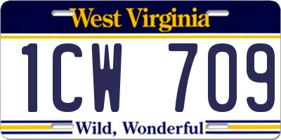 WV license plate 1CW709