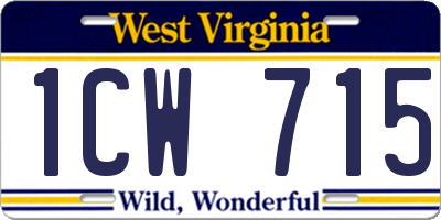 WV license plate 1CW715