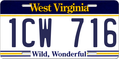 WV license plate 1CW716