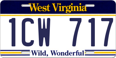 WV license plate 1CW717