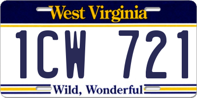 WV license plate 1CW721