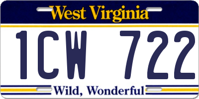 WV license plate 1CW722
