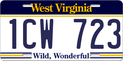 WV license plate 1CW723