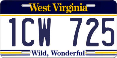 WV license plate 1CW725
