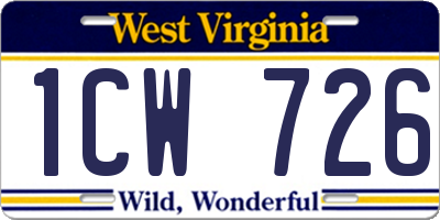 WV license plate 1CW726