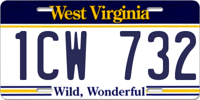 WV license plate 1CW732