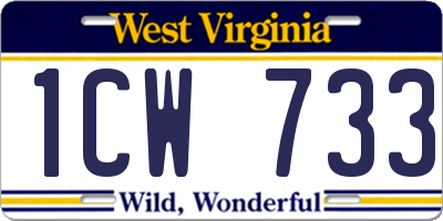 WV license plate 1CW733