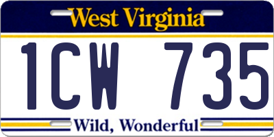 WV license plate 1CW735