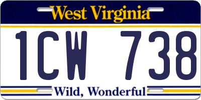 WV license plate 1CW738