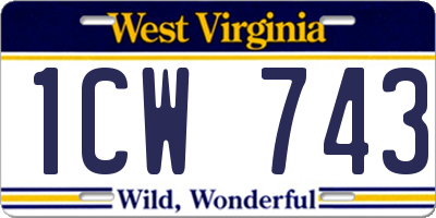 WV license plate 1CW743