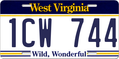 WV license plate 1CW744