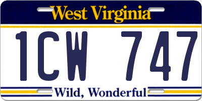 WV license plate 1CW747