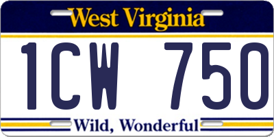 WV license plate 1CW750