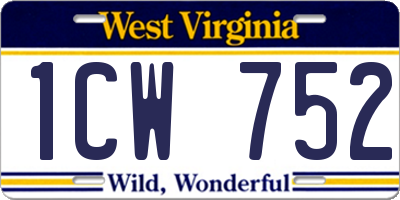 WV license plate 1CW752