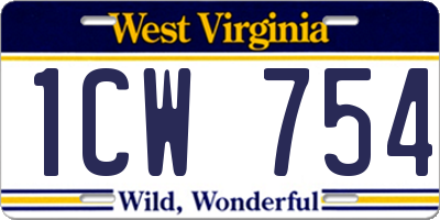 WV license plate 1CW754