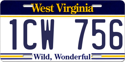 WV license plate 1CW756