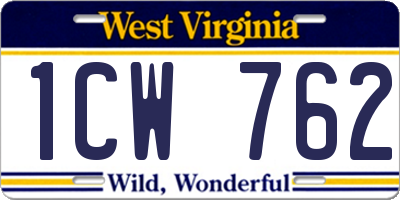 WV license plate 1CW762