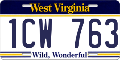 WV license plate 1CW763